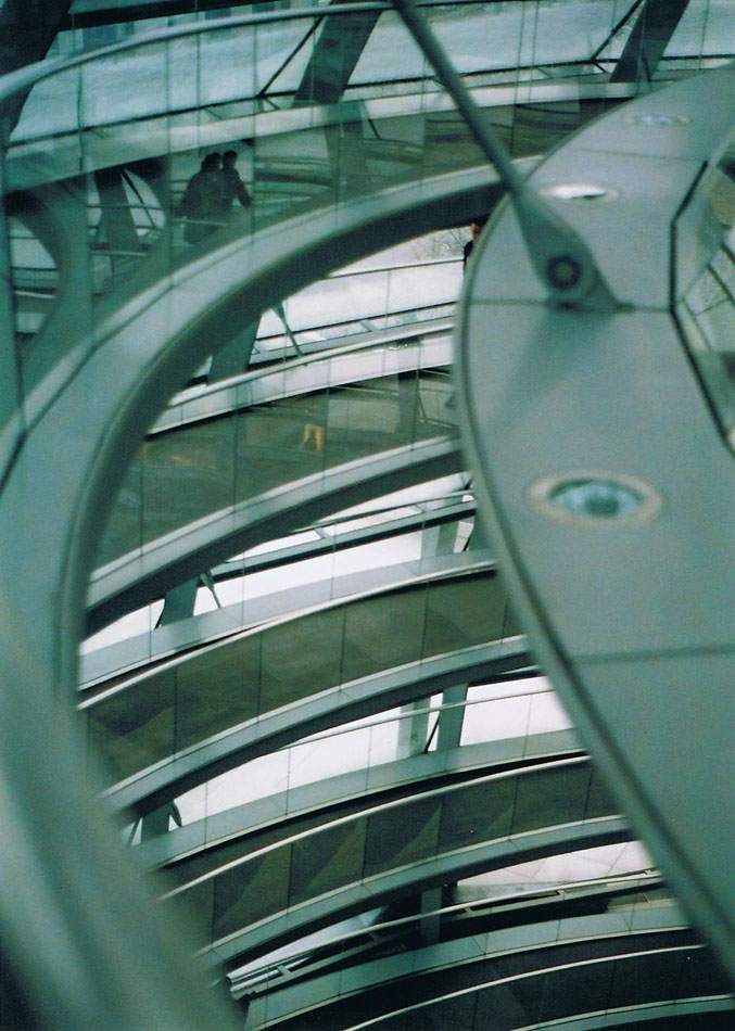 Reichstagskuppel Berlin, Detail der Stahl-Glas-Konstruktion