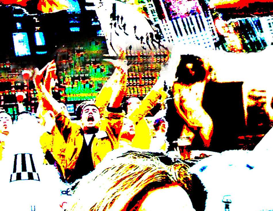 Großstadtszene als farbige Pop-Art-Collage